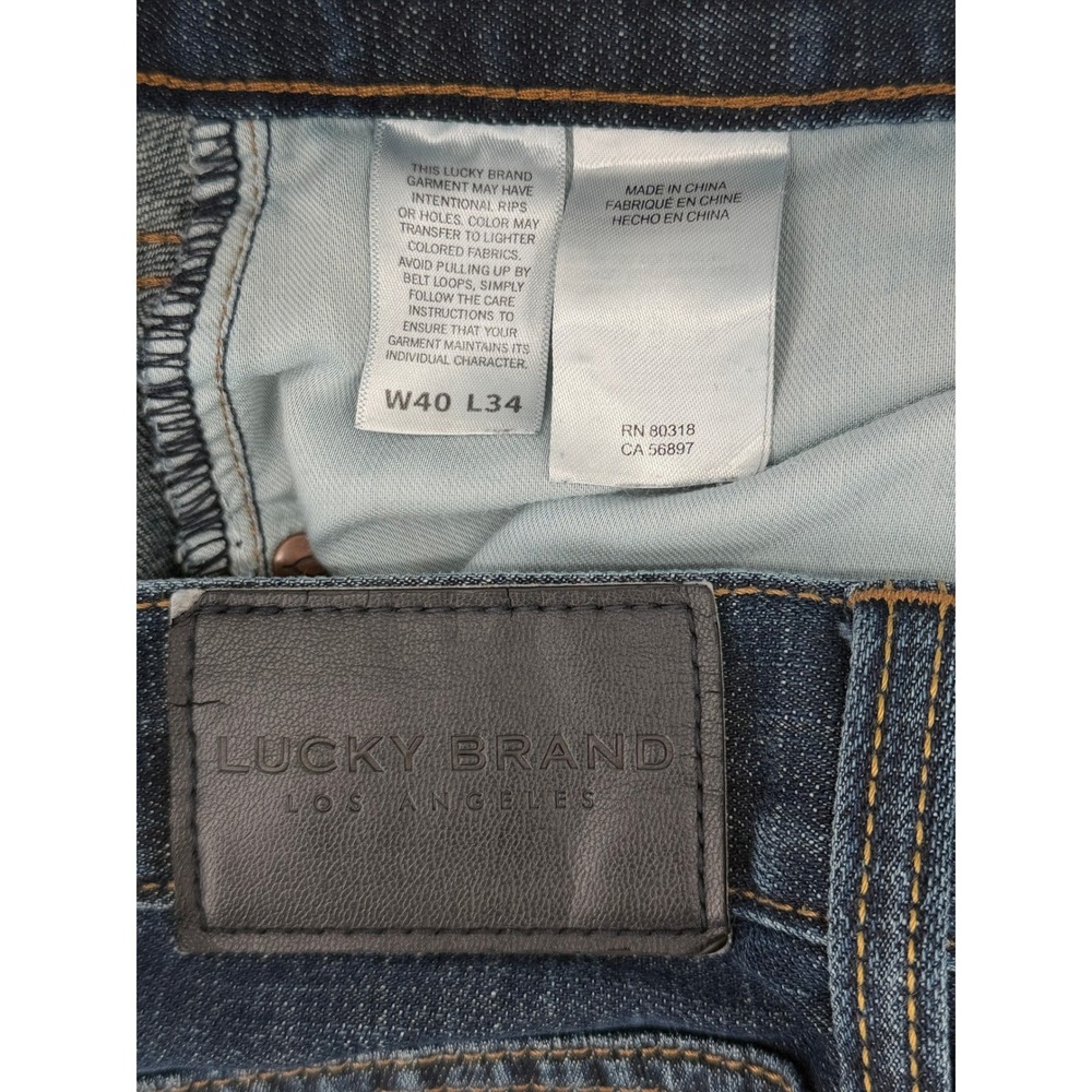 Lucky Brand 329 Classic Straight Mens Jeans Dark Wash Denim 40x34 Indigo Blue - Picture 3 of 8